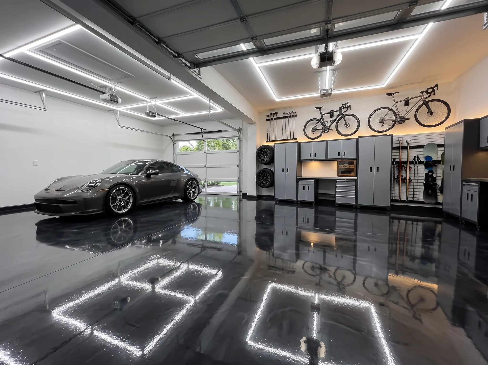 Polyaspartic garage floor coating closeup
