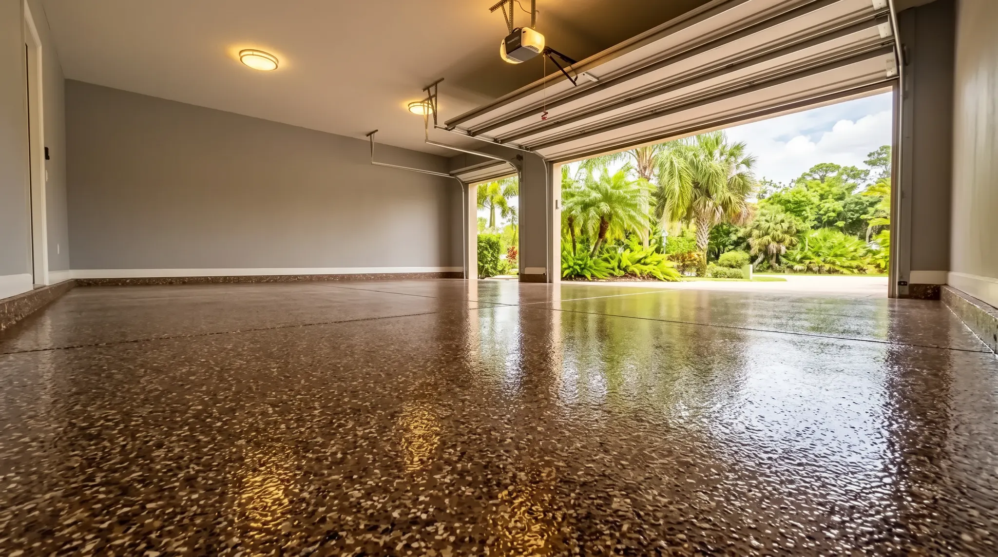 Beautiful coated garage floor