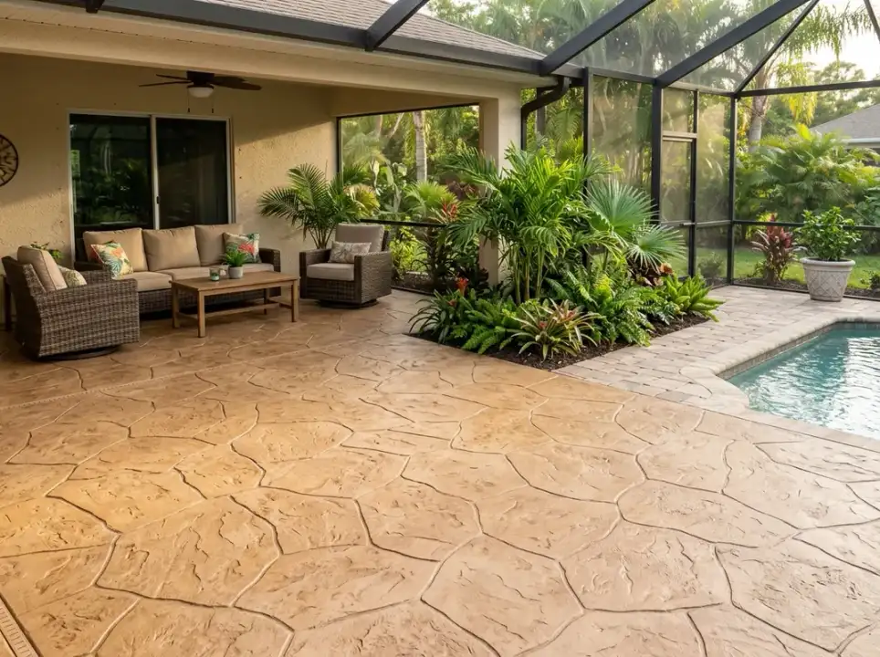Patio & Lanai floor coating project in Venice, FL
