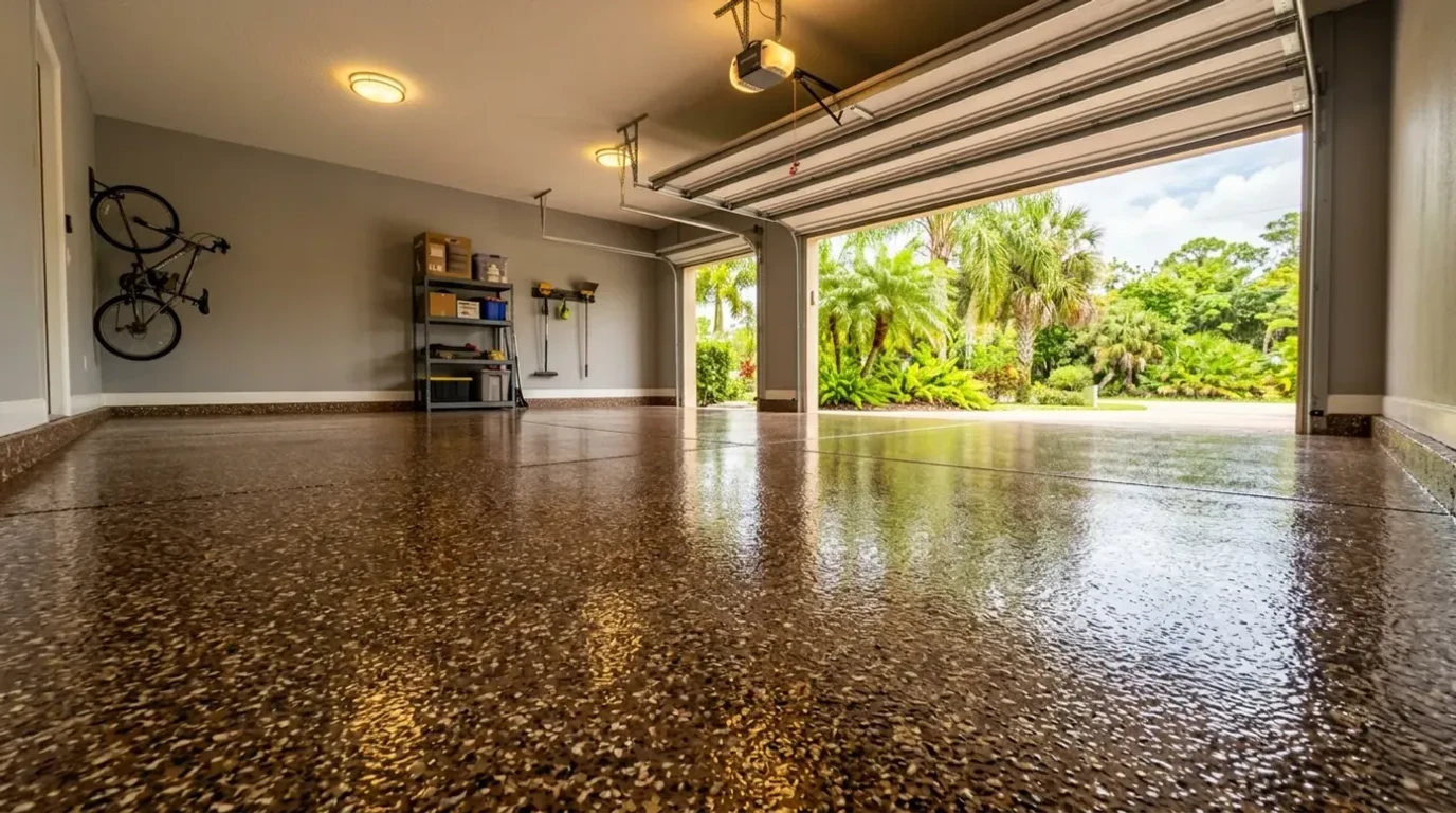 Beautiful coated garage floor