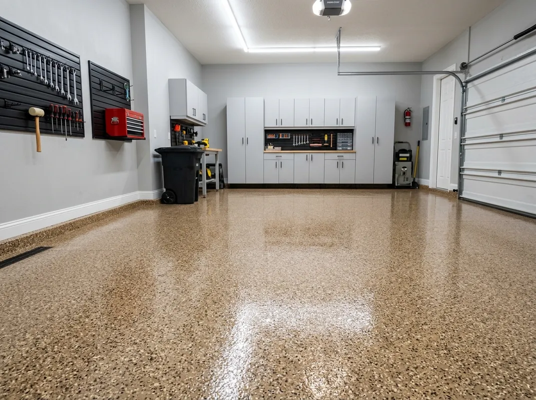 Premium garage floor coating with polyaspartic finish